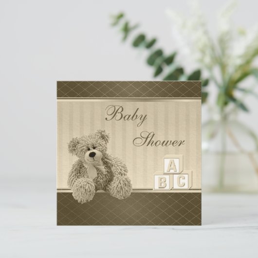  Baby shower van Teddy & Building Blocks Kaart (Staand voorkant)