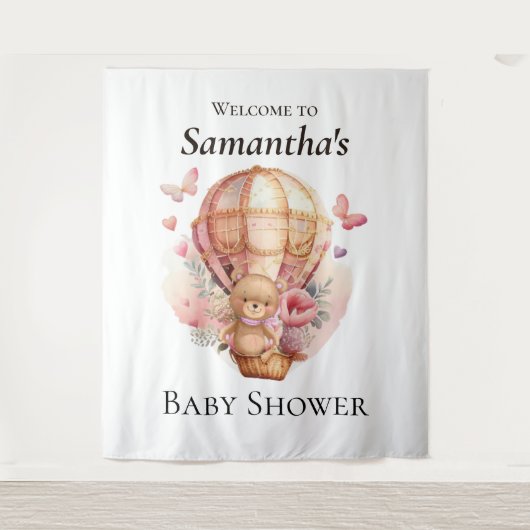 Baby shower van Teddy Foral Girl Wandkleed (Voorkant)