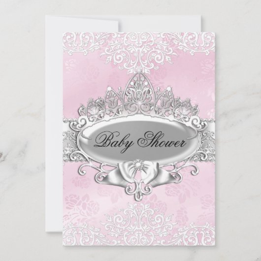Baby shower van Tiara & Damask Pink Princess Kaart (Voorkant)