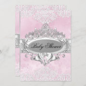Baby shower van Tiara & Damask Pink Princess Kaart (Voorkant / Achterkant)