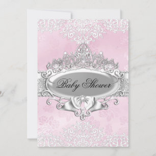 Baby shower van Tiara & Damask Pink Princess Kaart