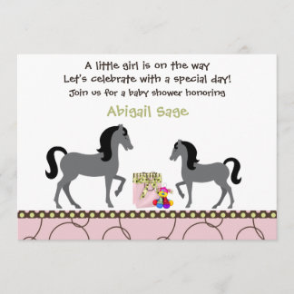 Baby shower van Trendy Horse Invitation for Girls Kaart