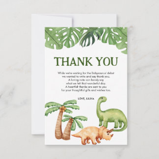 Baby shower van Tropical Dinosaur Boy Bedankkaart