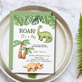 Baby shower van Tropical Dinosaur Boy Kaart