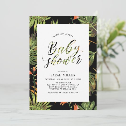 Baby shower van Tropical Floral Pattern Kaart (Staand voorkant)