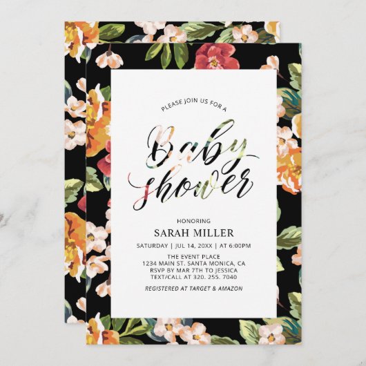 Baby shower van Tropical Floral Pattern Kaart (Voorkant / Achterkant)