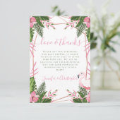Baby shower van Tropisch Flamingo Couple Bedankkaart (Staand voorkant)