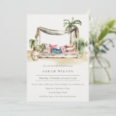 Baby shower van Tropisch Palm Beach Cabana uitnodi Bedankkaart (Staand voorkant)