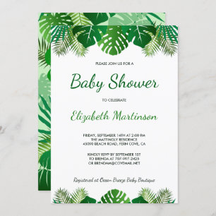 Baby shower van tropische bladeren regenwoud kaart