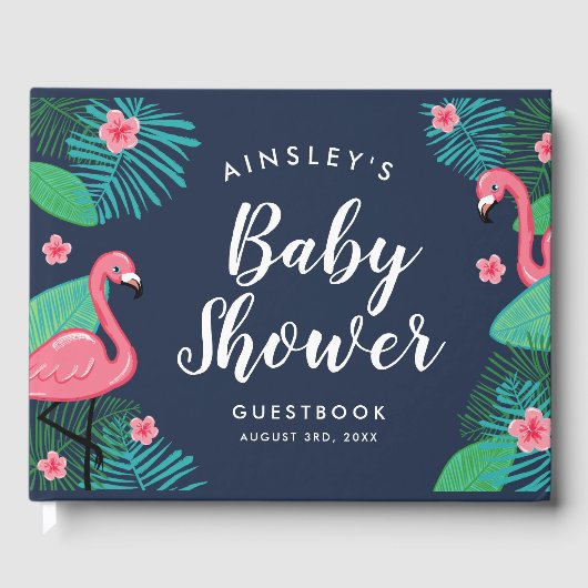 Baby shower van tropische flamingo's gastenboek (Voorkant)