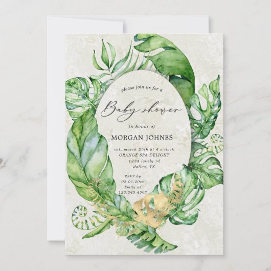 baby shower van tropische goudbladeren (Voorkant)