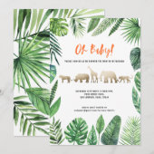 Baby shower van Tropische loof en gouddieren (Voorkant / Achterkant)