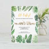 Baby shower van Tropische loof en gouddieren (Staand voorkant)