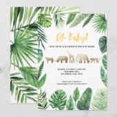 Baby shower van Tropische loof en gouddieren (Voorkant / Achterkant)