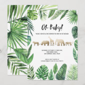 Baby shower van Tropische loof en gouddieren (Voorkant / Achterkant)