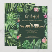 Baby shower van Tropische loof en gouddieren (Voorkant / Achterkant)