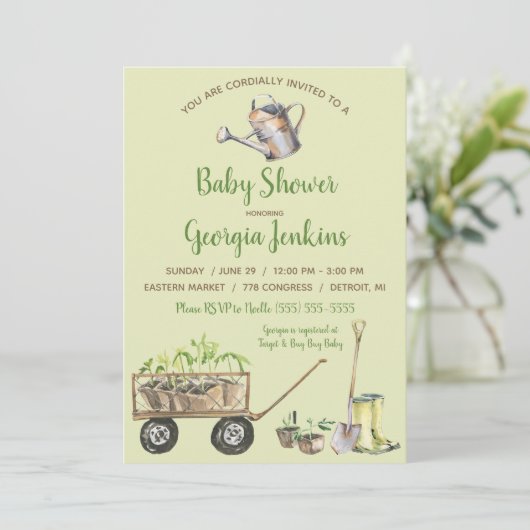 Baby shower van tuintuinboten kaart (Staand voorkant)