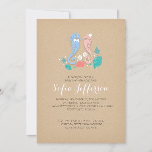 baby shower van tweeling jongen en meisje schattig kaart (Voorkant)