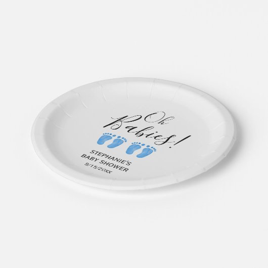 Baby shower van tweelingjongens papieren bordje (Gekanteld)