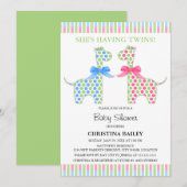 Baby shower van Twin Boy and Girl Giraffe Kaart (Voorkant / Achterkant)