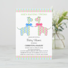 Baby shower van Twin Boy and Girl Giraffe Kaart
