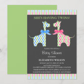 Baby shower van Twin Boy and Girl Giraffe Kaart (Voorkant / Achterkant)