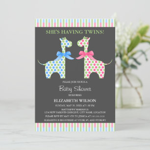 Baby shower van Twin Boy and Girl Giraffe Kaart