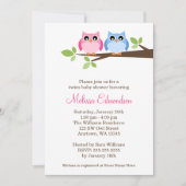 Baby shower van Twin Girl Boy Owls Tree Branch Kaart (Voorkant)