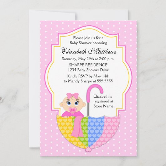Baby shower van Umbrella Girl Kaart (Voorkant)