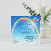 Baby shower van Unicorn, regenboog en bubbels Kaart (Staand voorkant)