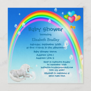 Baby shower van Unicorn, regenboog en bubbels Kaart