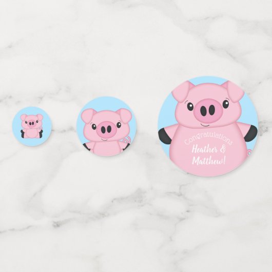 Baby shower van varkens confetti (Achterkanten)