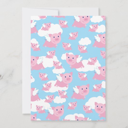 Baby shower van vliegende vliegende varkens kaart (Achterkant)