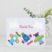 Baby shower van vliegtuigen Hartelijk dank Bedankkaart (Staand voorkant)