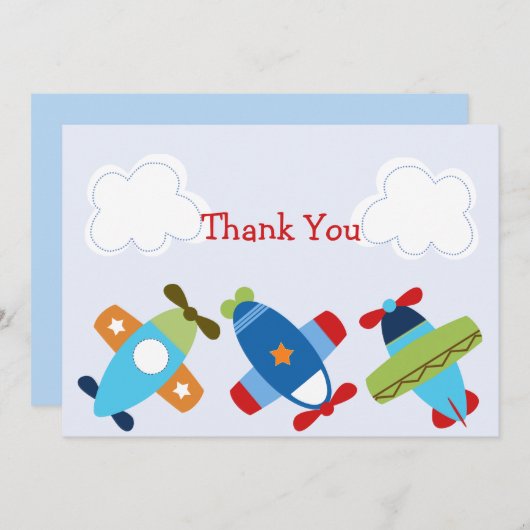 Baby shower van vliegtuigen Hartelijk dank Bedankkaart (Voorkant / Achterkant)