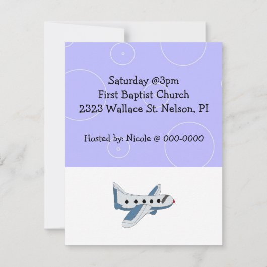 Baby shower van vliegtuigen kaart (Achterkant)