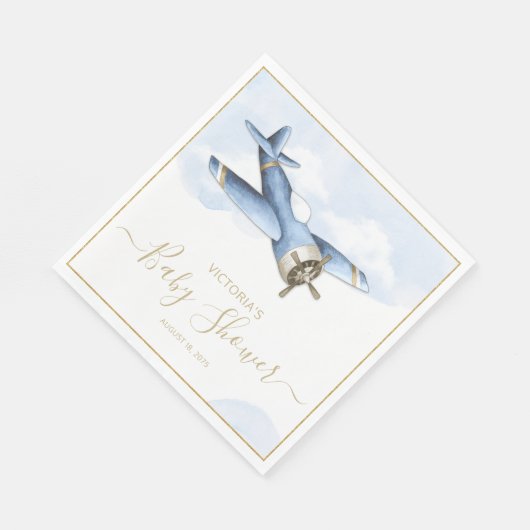  Baby shower van vliegtuigpapier Napels Servet (Hoek)