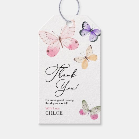 Baby shower van vlinder cadeaulabel (Voorkant)