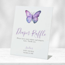 Baby shower van vlinder Elegant diaper Raffle Game Reclamebord Met Voetstuk
