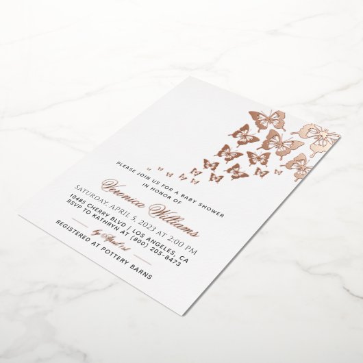 Baby shower van vlinder folie uitnodiging (Gedraaid)