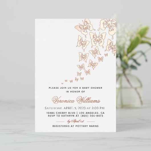 Baby shower van vlinder folie uitnodiging (Staand Voorkant)