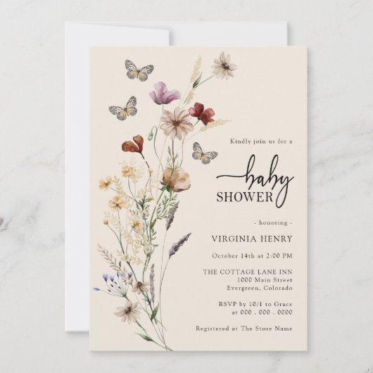 Baby shower van vlinder kaart (Voorkant)