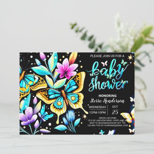 Baby shower van vlinder kaart (Staand voorkant)