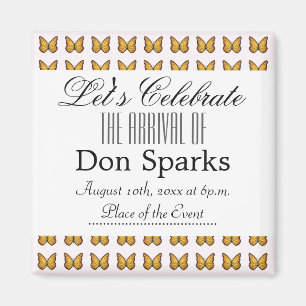 Baby shower van vlinder magneet