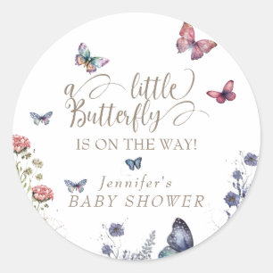 Baby shower van vlinder ronde sticker