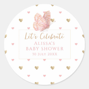 Baby shower van vlinder ronde sticker
