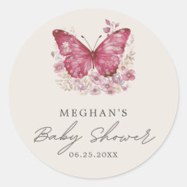 Baby shower van vlinder ronde sticker