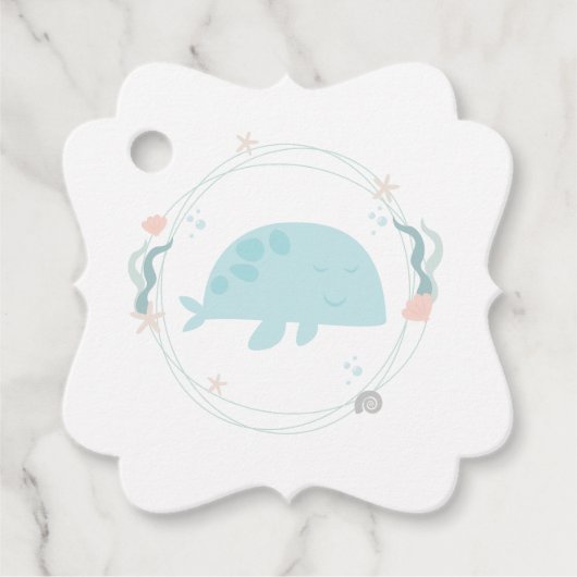 Baby shower van walvis bedankjes labels (Voorkant)