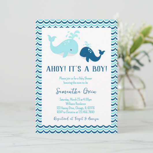 Baby shower van walvis kaart (Staand voorkant)