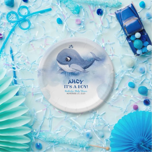 Baby shower van walvis papieren bordje (Feest)